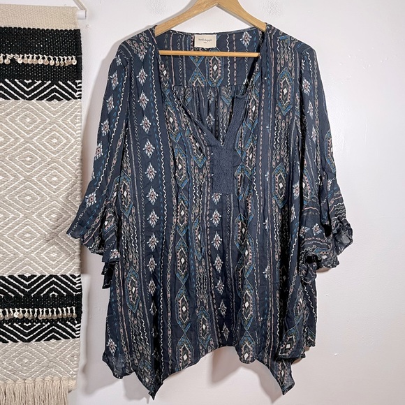 Haute Hippie Tops - Haute hippie blue printed boho top